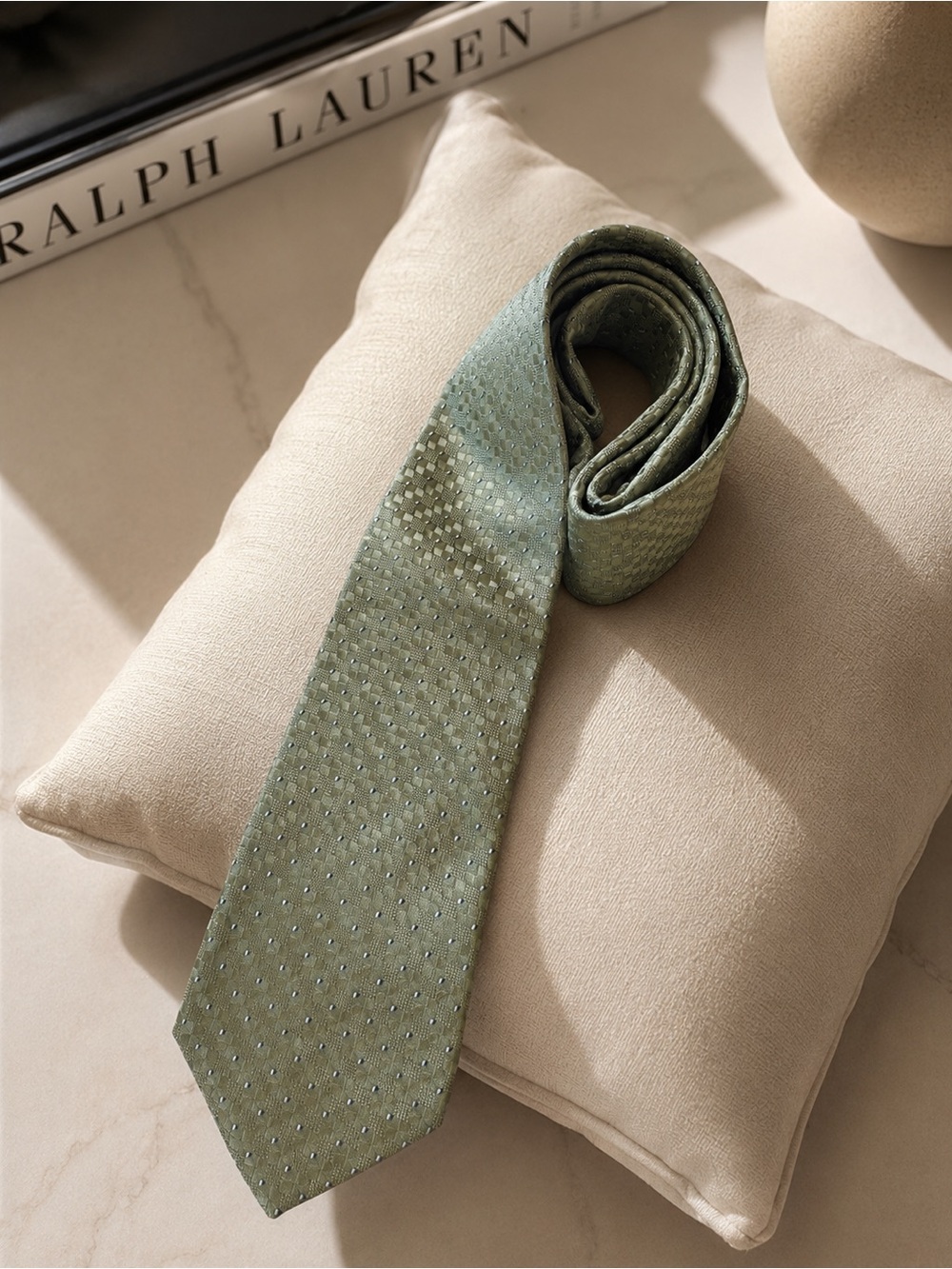 Balmain 100% Silk Tie with Micro Dot Texture